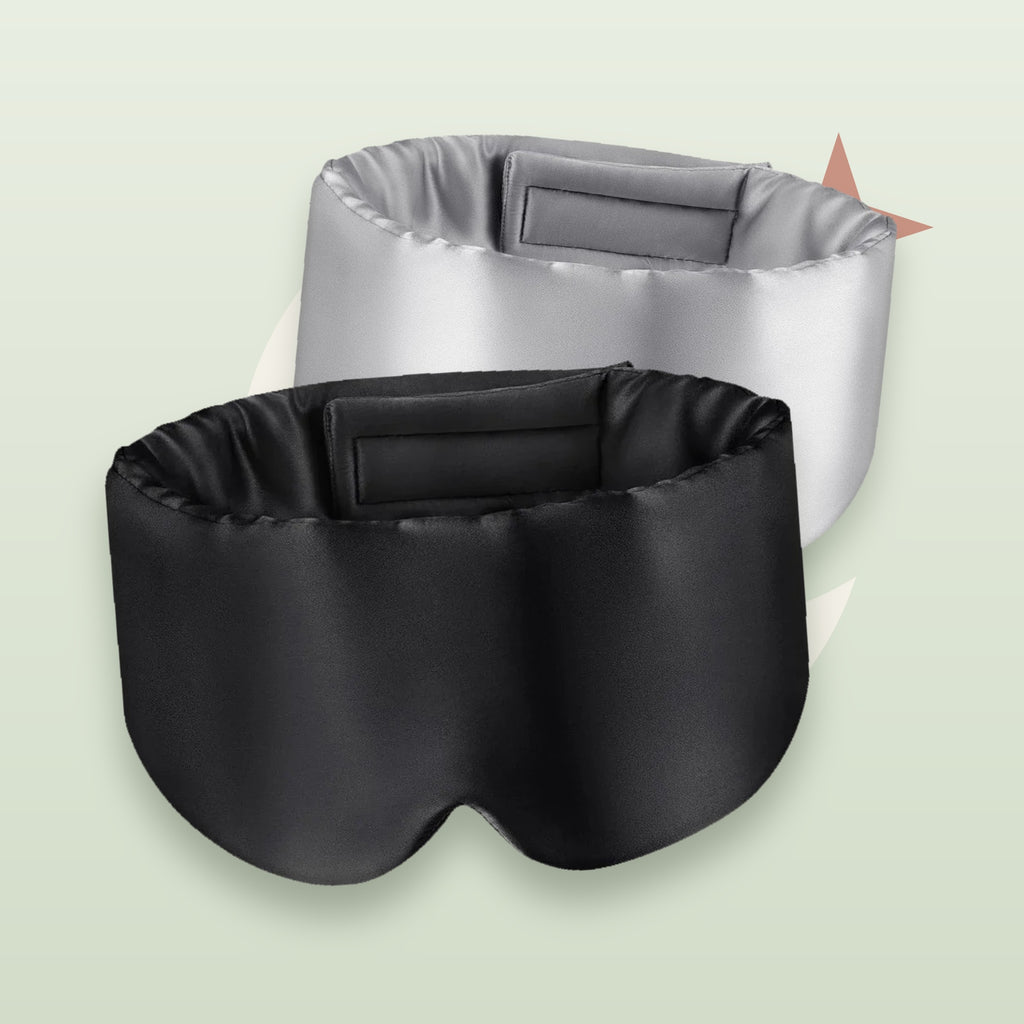VelvetMoon silk sleep masks in black and grey